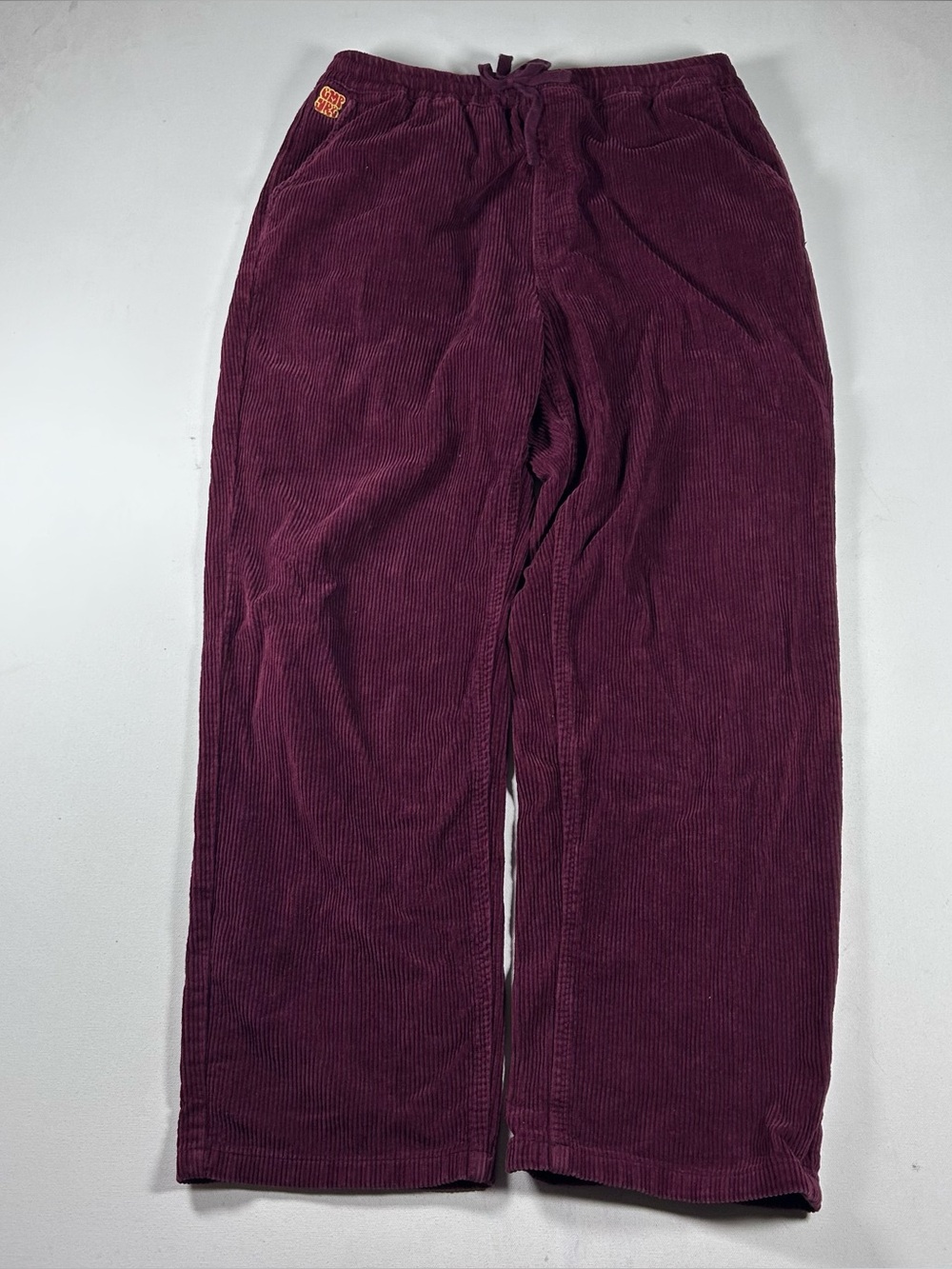 Empyre Pants Mens Size L Baggy Corduroy Burgundy Drawstring Stretch Vintage Y2K